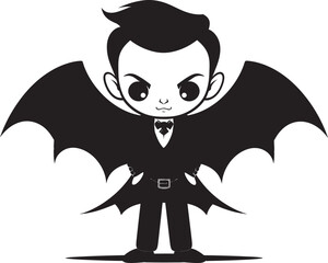 Chibi Dracula Sweet Vector Logo with Wings Whimsical Bite Dracula Emblem Vector Icon