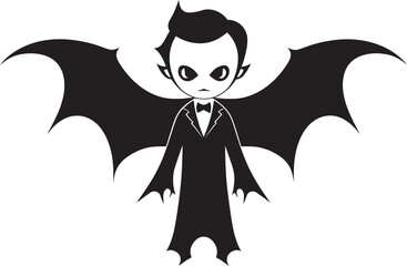 Whimsical Bite Cute Vector Logo with Wings Cute Vampire Dracula Emblem in Vector Charm
