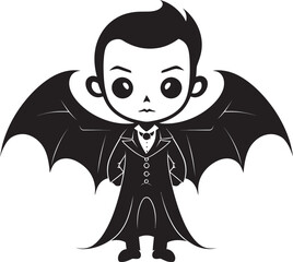 Fang tastic Fun Dracula Emblem in Vector Adorable Delight Cute Dracula Icon with Wings
