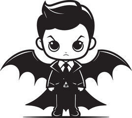 Chibi Dracula Adorable Logo with Sharp Wings Whimsical Vamp Cute Dracula Vector Design