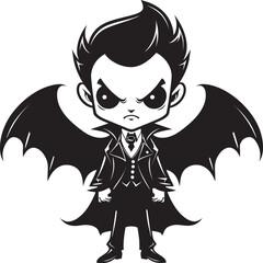 Tiny Terror Charming Dracula Emblem Winged Delight Cute Dracula Icon in Vector