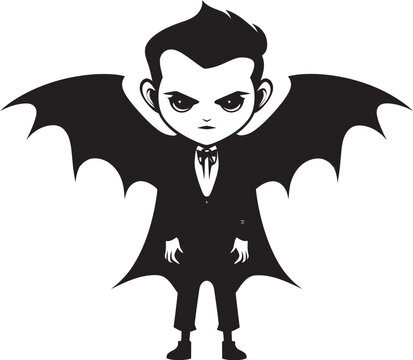 Sweet Bite Charming Dracula Logo with Sharp Wings Playful Wings Cute Dracula Icon in Vector Design
