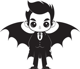 Adorable Wings Chibi Dracula Logo Sweet Fantasy Whimsical Dracula Design
