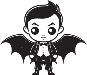 Sweet Drac Adorable Vector Logo Icon Design Chibi Chic Dracula Emblem Design in Vector