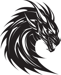 Dragons Majesty Vector Logo Design with Head Icon Fierce Guardian Dragon Head Emblem in Vector