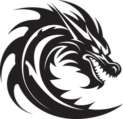 Fiery Protector Dragon Head Icon in Vector Winged Sentinel Head Logo Design with Dragon