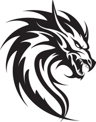 Fierce Guardian Dragon Head Emblem in Vector Mythical Herald Vector Dragon Head Logo Design