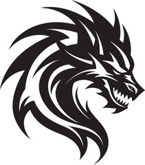 Obraz premium Winged Sentinel Head Logo Design with Dragon Celestial Beast Vector Dragon Head Emblem