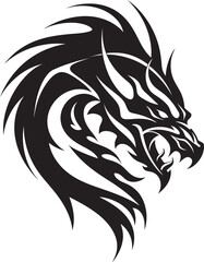 Fototapeta premium Serpentine Symbol Dragon Head Icon in Vector Legendary Vigil Head Logo Design with Dragon