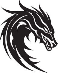 Breath of Fire Dragon Head Emblem in Vector Winged Guardian Head Logo Design with Dragon