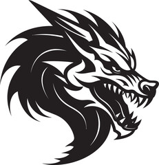Celestial Majesty Vector Logo with Dragon Head Winged Symbol Dragon Head Icon in Vector
