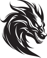 Eternal Flame Head Logo Design with Dragon Fierce Herald Vector Dragon Head Emblem