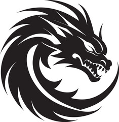 Mythical Majesty Dragon Head Logo in Vector Celestial Vigil Vector Logo with Dragon Head