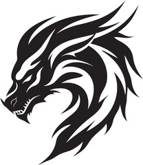 Ancient Vigil Dragon Head Logo in Vector Fiery Majesty Vector Logo with Dragon Head