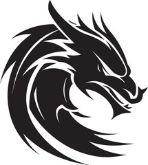 Fiery Majesty Vector Logo with Dragon Head Serpentine Guardian Dragon Head Icon in Vector