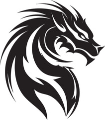 Celestial Protector Dragon Head Icon in Vector Winged Sentinel Head Logo with Dragon Design