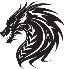 Fierce Symbolism Vector Dragon Head Emblem Serpentine Vigilance Dragon Head Logo Design