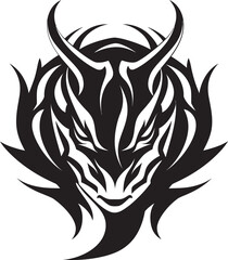 Infernal Heraldry Vector Dragon Head Emblem Mythical Guardian Dragon Head Logo in Vector