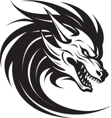 Mythical Guardian Dragon Head Icon Vector Blazing Protector Vector Logo with Dragon Head