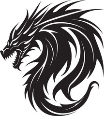 Ancient Symbolism Head Logo Design with Dragon Mythical Guardian Dragon Head Icon Vector