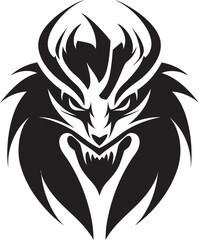 Flaming Vigil Head Logo Design with Dragon Epic Myth Dragon Head Icon in Vector
