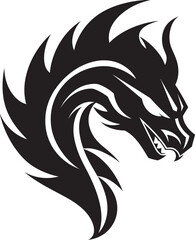 Fototapeta premium Majesty Unleashed Vector Dragon Head Emblem Flaming Vigil Head Logo Design with Dragon