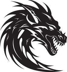 Fiery Protector Vector Dragon Head Emblem Ancient Icon Head Logo Design with Dragon