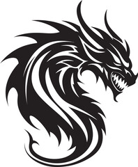 Icon of Legend Vector Dragon Head Icon Mythical Inferno Dragon Head Emblem in Vector