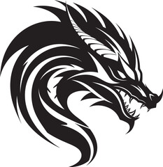 Blazing Guardian Dragon Head Logo Design Vector Icon of Legend Vector Dragon Head Icon