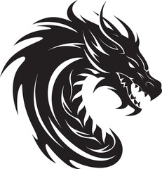 Eternal Watcher Vector Dragon Head Icon Scale and Fire Dragon Head Logo in Vector