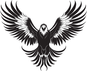 Celestial Guardian Eagle Tattoo Vector Icon with Skull Wing Span Majestic Ink Fusion Tattoo Styled Eagle Emblem with Skull Wing Span