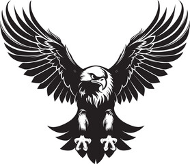 Fierce Sentinel Tattoo Styled Eagle Icon with Skull Mythical Inked Legacy Eagle Tattoo Vector Emblem with Skull Wing Span