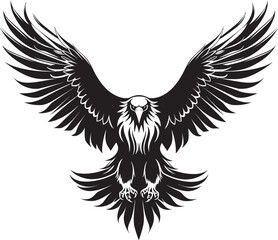Winged Aviator Eagle Tattoo Logo Design with Skull Wing Span Fierce Sentinel Tattoo Styled Eagle Icon with Skull