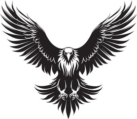 Fototapeta premium Winged Aviator Eagle Tattoo Logo Design with Skull Wing Span Fierce Sentinel Tattoo Styled Eagle Icon with Skull