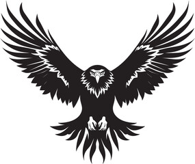 Celestial Guardian Eagle Tattoo Vector Icon with Skull Wing Span Majestic Ink Fusion Tattoo Styled Eagle Emblem with Skull Wing Span