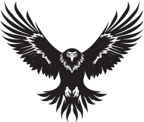 Celestial Guardian Eagle Tattoo Vector Icon with Skull Wing Span Majestic Ink Fusion Tattoo Styled Eagle Emblem with Skull Wing Span