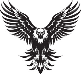 Ink Fusion Tattoo Styled Eagle Icon with Skull Wing Span Celestial Guardian Eagle Tattoo Vector Icon with Skull Wing Span