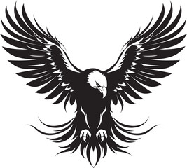 Fierce Sentinel Tattoo Styled Eagle Icon with Skull Mythical Inked Legacy Eagle Tattoo Vector Emblem with Skull Wing Span