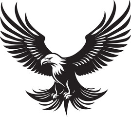 Skeletal Majesty Tattoo Styled Eagle Logo Design with Skull Inked Aviary Eagle Tattoo Vector Icon with Skull Wing Span
