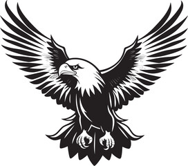 Inked Aviary Eagle Tattoo Vector Icon with Skull Wing Span Regal Vigil Tattoo Styled Eagle Emblem with Skull Wing Span