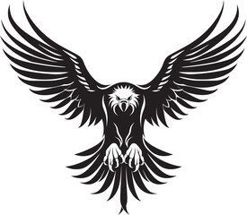 Majestic Ink Fusion Tattoo Styled Eagle Emblem with Skull Wing Span Winged Aviator Eagle Tattoo Logo Design with Skull Wing Span