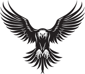 Majestic Ink Fusion Tattoo Styled Eagle Emblem with Skull Wing Span Winged Aviator Eagle Tattoo Logo Design with Skull Wing Span