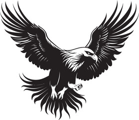 Obraz premium Skeletal Majesty Tattoo Styled Eagle Logo Design with Skull Inked Aviary Eagle Tattoo Vector Icon with Skull Wing Span