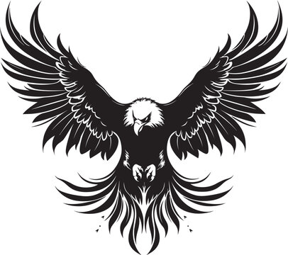 recommend clip art: Winged Aviator Eagle Tattoo Logo Design with Skull Wing Span Fierce Sentinel Tattoo Styled Eagle Icon with Skull