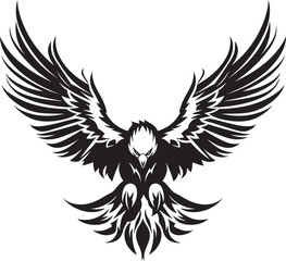 Obraz premium Ink Fusion Tattoo Style Eagle Logo Design Winged Legacy Eagle with Skull Vector Emblem