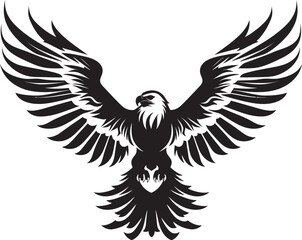 Skull Wing Sovereign Tattoo Style Eagle Emblem Regal Aviary Eagle with Skull Wing Span Icon