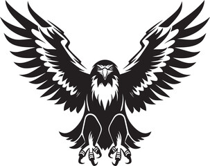 Eagle Ink Skull Wing Span Vector Logo Design Swooping Freedom Tattoo Style Eagle Emblem