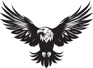 Skull Wing Majesty Tattoo Style Eagle Logo Design Fierce Aviary Eagle with Skull Wing Span Vector Emblem