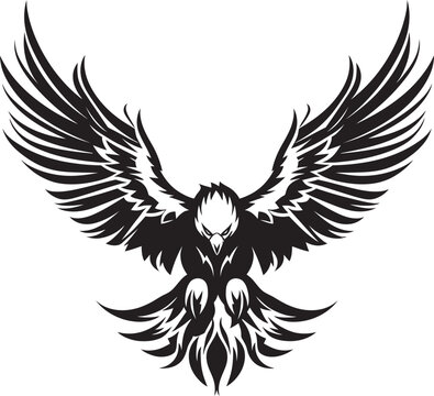 Ink Fusion Tattoo Style Eagle Logo Design Winged Legacy Eagle with Skull Vector Emblem