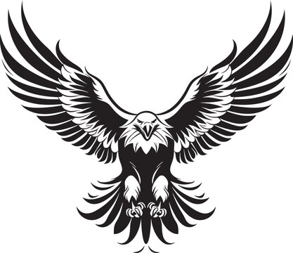 Inked Aviator Eagle Vector Emblem Skull Wing Sentinel Tattoo Style Eagle Logo